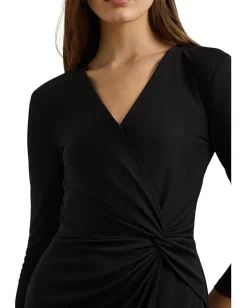 Lauren Ralph Lauren Twist-Front Jersey Surplice Dress Black