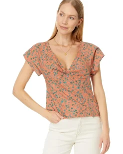 Women Madewell Twist-Front Seamed Top in Poplin