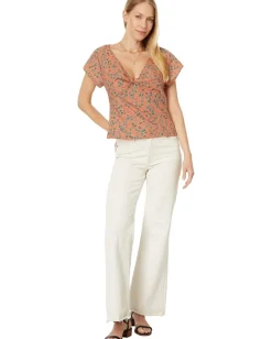 Women Madewell Twist-Front Seamed Top in Poplin