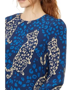 Lilly Pulitzer Tyra Long Sleeve Silk Dre Low Tide Navy Oversized Easy To Spot Hot