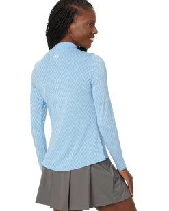 adidas Golf Ultimate365 Heat.Rdy Mock Long Sleeve Golf Polo Shirt Semi Blast Blue Discount