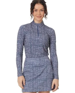 Women adidas Golf Ultimate365 Printed 1/4 Zip Mock Tee