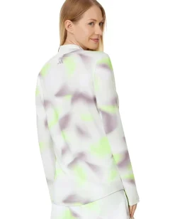 adidas Golf Ultimate365 Printed Mock Quarter Zip Golf Pullover Green Spark New