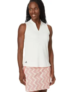 adidas Golf Ultimate365 Textured Sleeveless Polo Ivory Hot