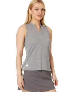 adidas Golf Ultimate365 Textured Sleeveless Polo Charcoal New