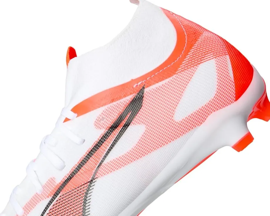 PUMA Ultra 5 Match+ Firm, Artificial Ground Soccer Cleats Puma White-Puma Black-Glowing Red Discount
