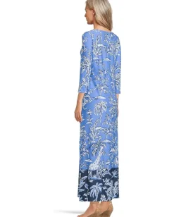 Lilly Pulitzer UPF 50 Chillylilly Seralina Maxi Dress Sunwashed Blue Tall Tales Engineered Chillylilly Hot