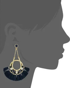 Rebecca Minkoff Utopia Tassel Chandeliers Earrings Gold/Navy Tassels Best