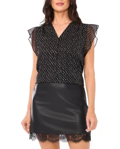 Women Vince Camuto V Neck Ruffle Sleeve Blouse
