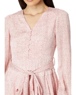 Vince Camuto V Neck Tie Waist Maxi Dress- L Pink Orchid Clearance