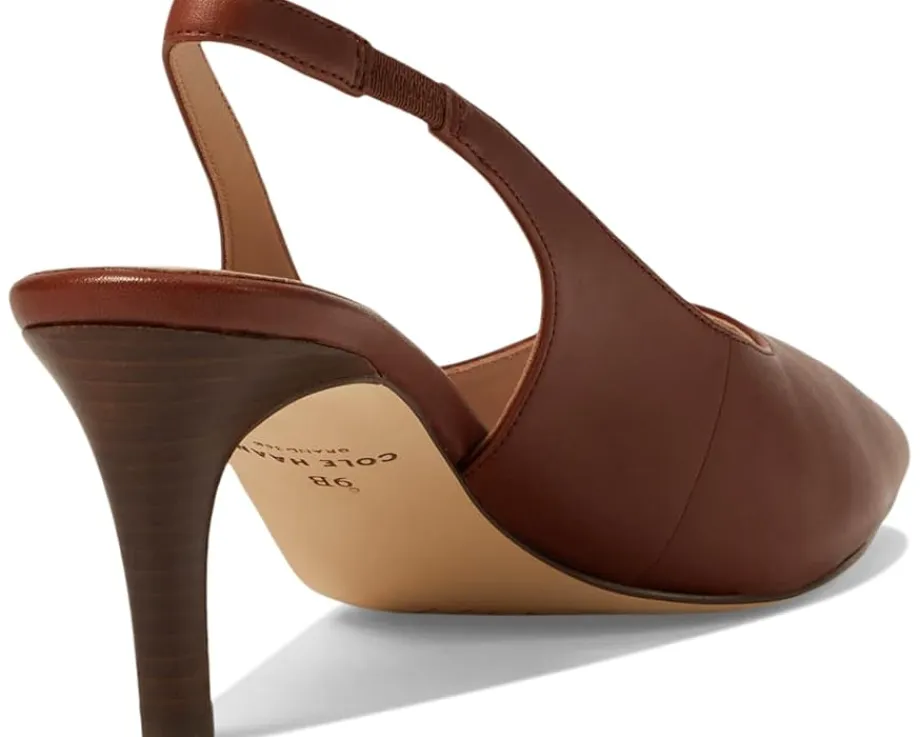 Cole Haan Vandam Sling Back Pump 65 mm Dark Cuoio Leather New