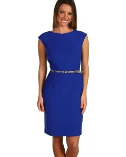 ELLEN TRACY V-Back Sheath Dress Cobalt/Cobalt/Academy Online