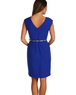 ELLEN TRACY V-Back Sheath Dress Cobalt/Cobalt/Academy Online