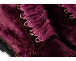 Dr. Martens Vegan 1460 Pascal Velvet Lace-Up Boots Cherry Red