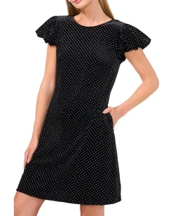 CeCe Velvet Bubble Sleeve Dress Rich Black