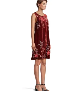 Johnny Was Velvet Chevron Tank Dress Mayra Cranberry Outlet