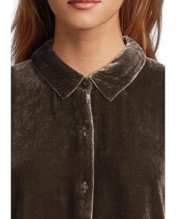 Eileen Fisher Velvet Classic Collar Long Shirt Rye Online