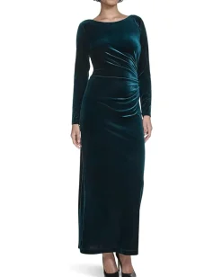 Calvin Klein Velvet Long Sleeve Maxi Malachite New