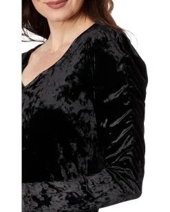 Elliott Lauren Velvet Poof Sleeve Top Black Discount