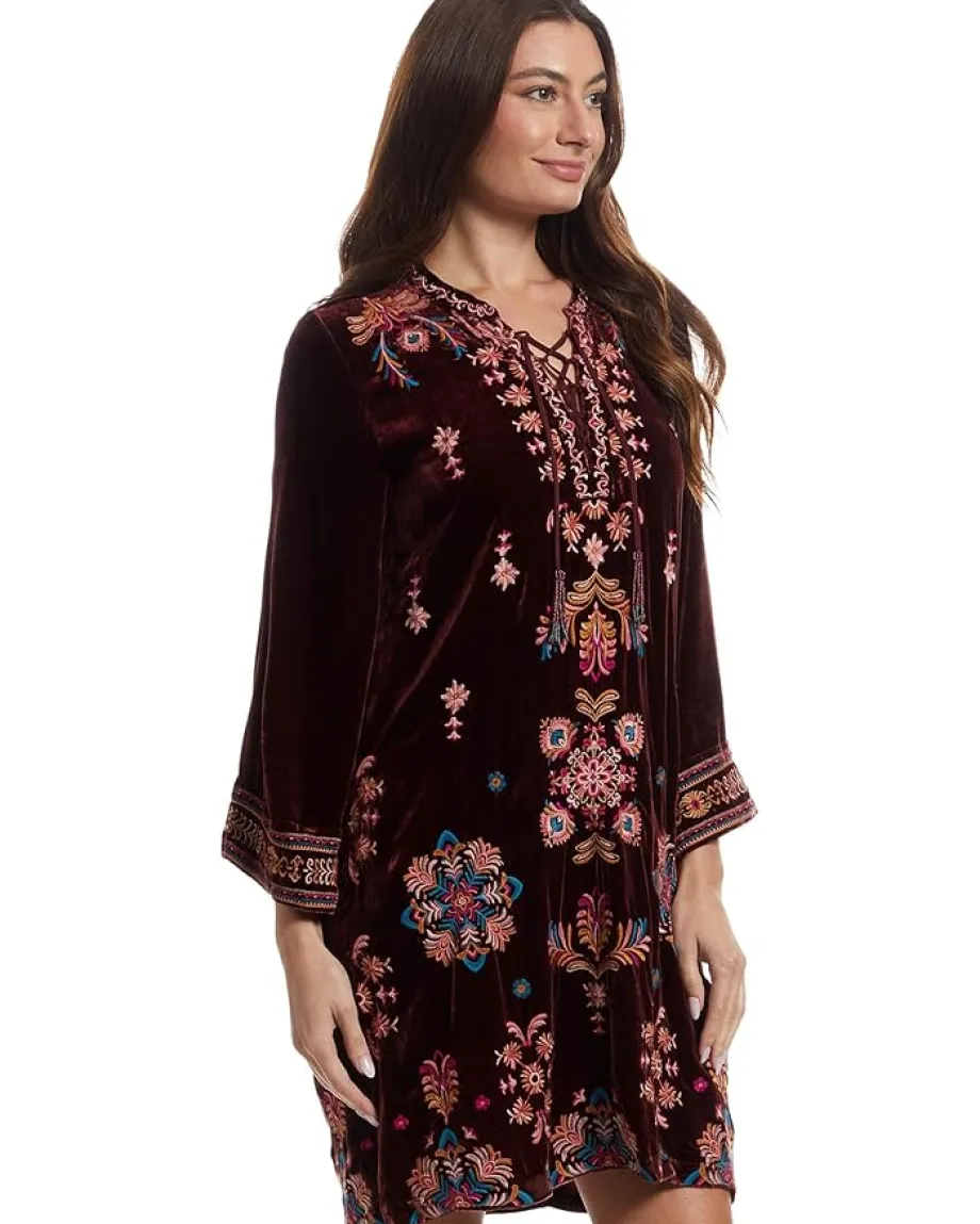 Women Johnny Was Velvet Tie Front Kimono Dress- Brandi
