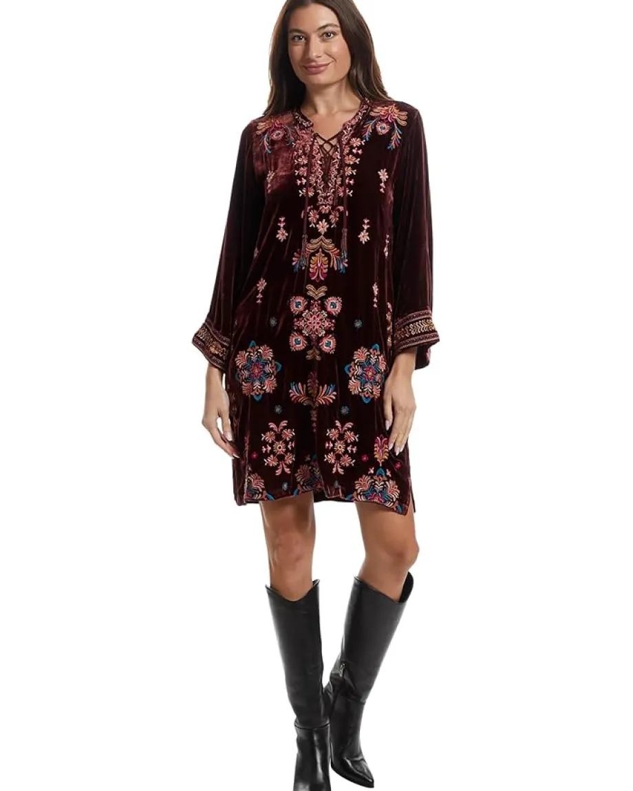 Women Johnny Was Velvet Tie Front Kimono Dress- Brandi