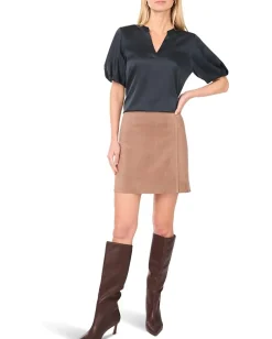 Vince Camuto V-Front Puff Sleeve Blouse Forest Night Online