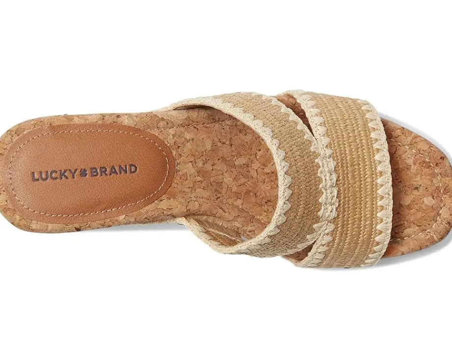 Lucky Brand Vickta Woven Band Cork Wedge Sandals Dark Natural Online
