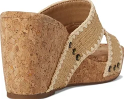 Lucky Brand Vickta Woven Band Cork Wedge Sandals Dark Natural Online