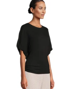 Michael Stars Vicky Scoop Neck Balloon Sleeve Tee Black Outlet