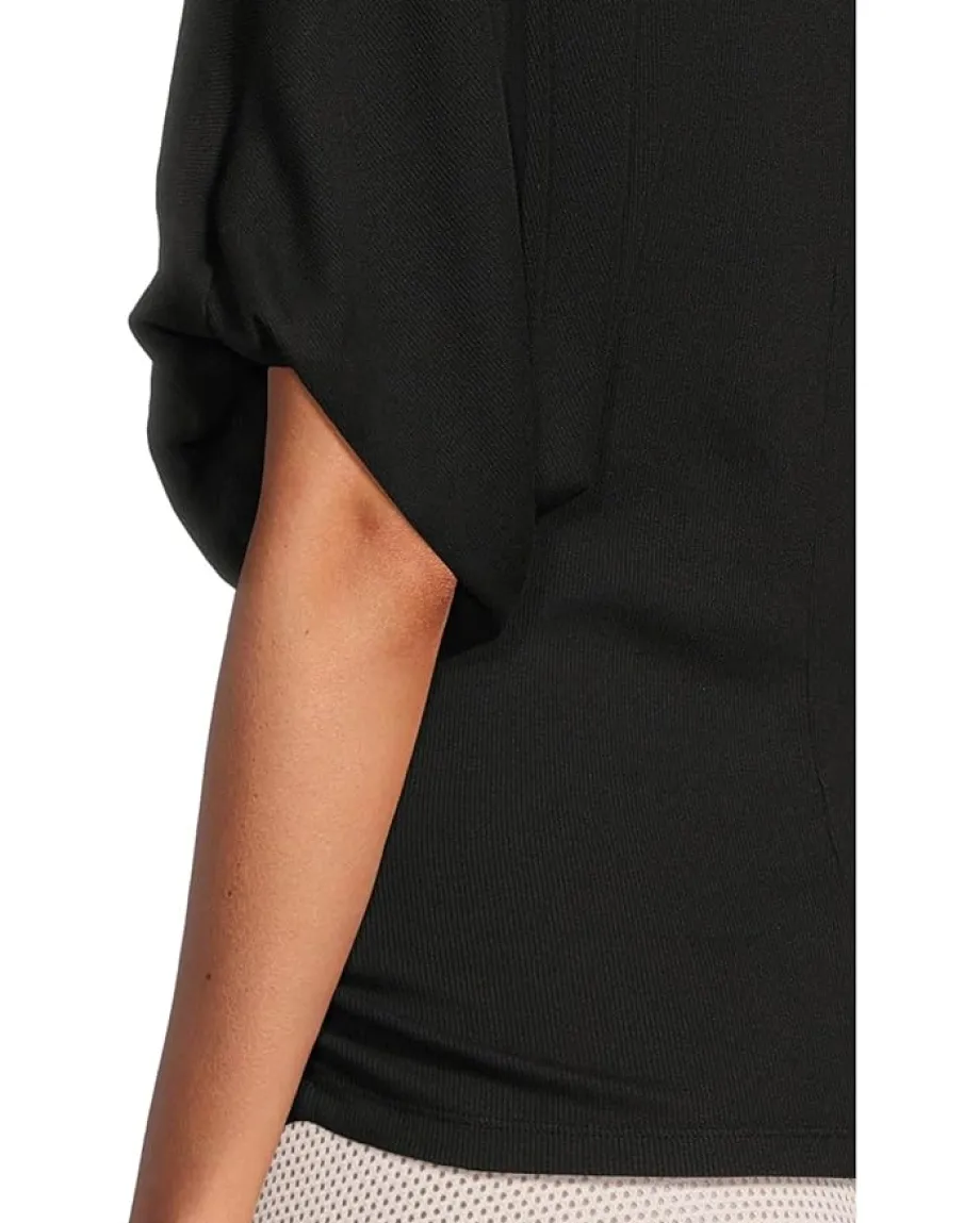 Michael Stars Vicky Scoop Neck Balloon Sleeve Tee Black Outlet
