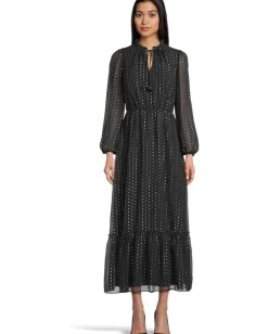 Women CeCe V-Neck Balloon Sleeve Maxi Dress