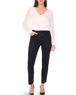 Women Vince Camuto V-Neck Chiffon Sleeve Blouse w/ Rhinestone Trim