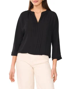 Women Vince Camuto V-Neck Pleated Front 3/4 Sleeve