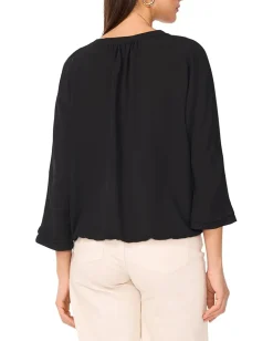 Women Vince Camuto V-Neck Pleated Front 3/4 Sleeve
