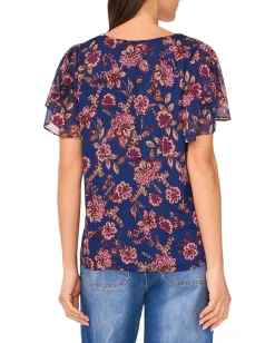 Women Vince Camuto V-Neck Short Ruffle Sleeve Blouse