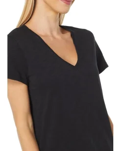 Lilla P V-Neck Short Sleeve Back Seam Tee Black Best
