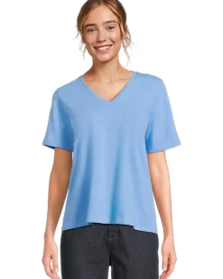 Women Eileen Fisher V-Neck Short Sleeve Tee