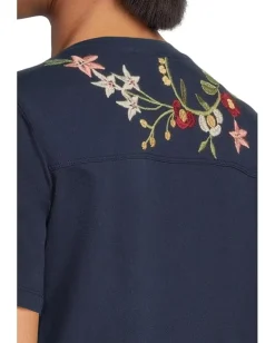 Johnny Was V-neck Short Sleeve Tee - Nicolette Blue Night Clearance