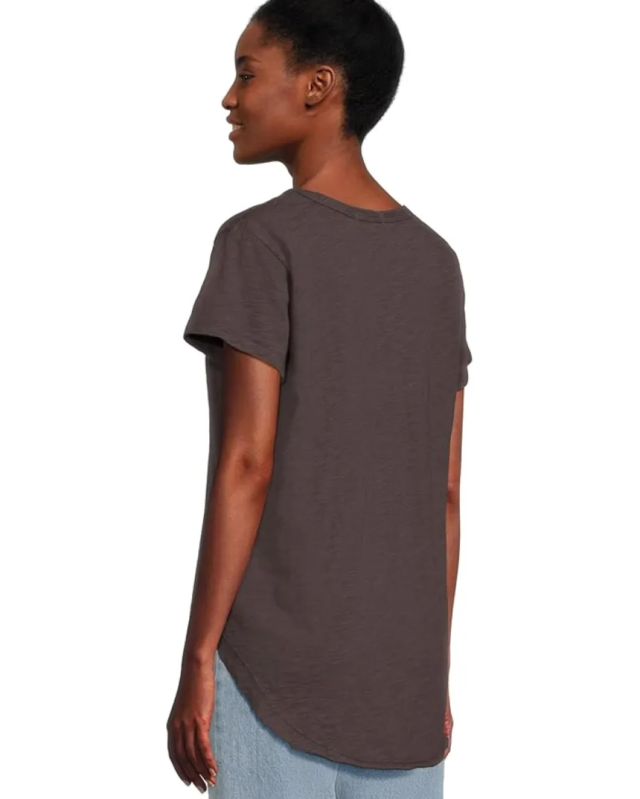 Mod-o-doc V-neck Short Sleeve Tee With Curved Hem Washed Ebony Sale