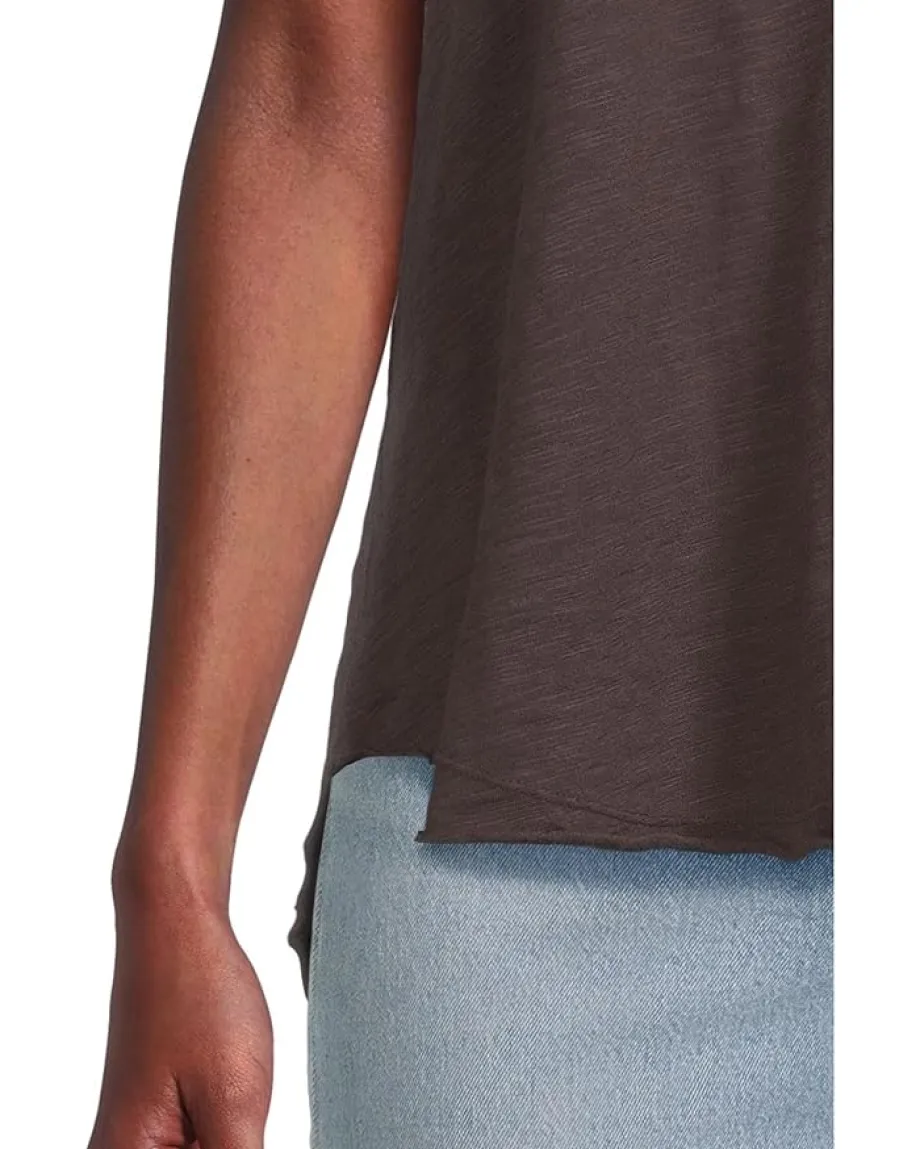 Mod-o-doc V-neck Short Sleeve Tee With Curved Hem Washed Ebony Sale