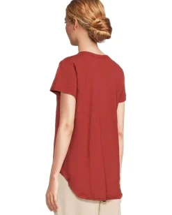 Mod-o-doc V-neck Short Sleeve Tee With Curved Hem Spiced Cider New