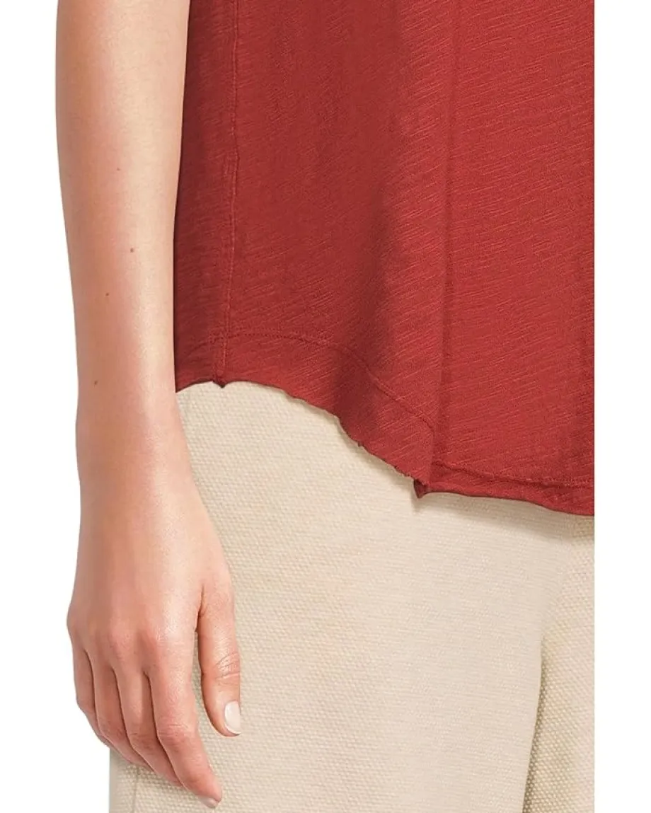 Mod-o-doc V-neck Short Sleeve Tee With Curved Hem Spiced Cider New