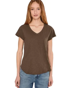 Mod-o-doc V-neck Short Sleeve Tee With Curved Hem Fern Clearance