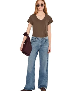 Mod-o-doc V-neck Short Sleeve Tee With Curved Hem Fern Clearance