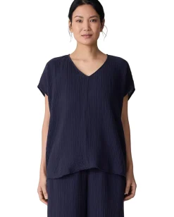 Women Eileen Fisher V-Neck Square Top