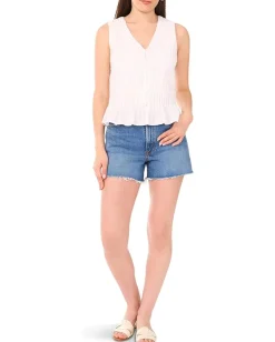 Vince Camuto V-Neck Tank Peplum With Pleats New Ivory Clearance