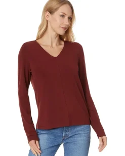 Eileen Fisher V-Neck Top With Long Sleeve Redwood Online