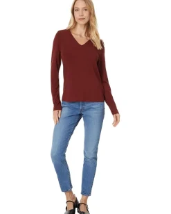 Eileen Fisher V-Neck Top With Long Sleeve Redwood Online