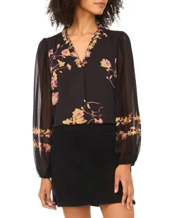 Vince Camuto V-Neck with Long Sleeve Rich Black Hot