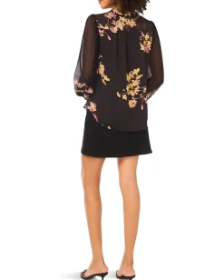 Vince Camuto V-Neck with Long Sleeve Rich Black Hot